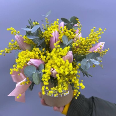 Букет дня "Натуральный  сухоцветов" в ящике фото