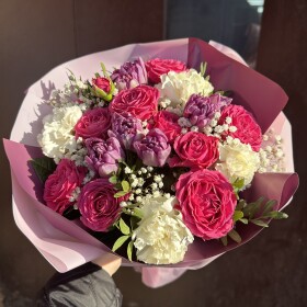 Букет дня "Мимоза и Роза" в коробке фото