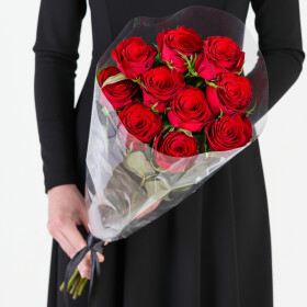 10 Красных Роз (траур) фото