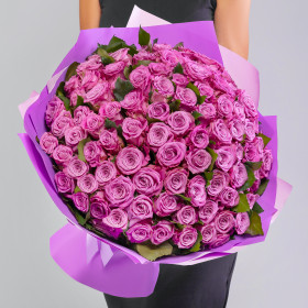 101 Фиолетовая Роза (40 см.) в упаковке фото