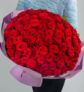 101 Красная Роза (40 см.) в упаковке фото