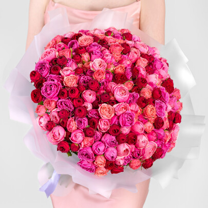 101 Кустовая Пионовидная Роза Микс (50 см.) фото