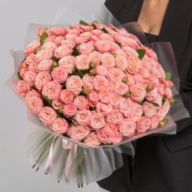 101 Кустовая Пионовидная Персиковая Роза (40 см.) фото