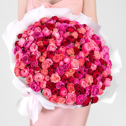 101 Кустовая Пионовидная Роза Микс (40 см.) фото