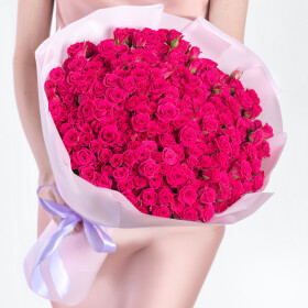 101 Кустовая Малиновая Роза (60 см.) фото