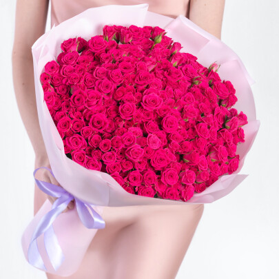 101 Кустовая Малиновая Роза (60 см.) фото