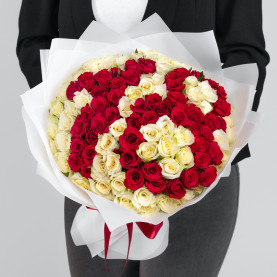 101 Белая и Красная Роза (40 см.) цифры фото