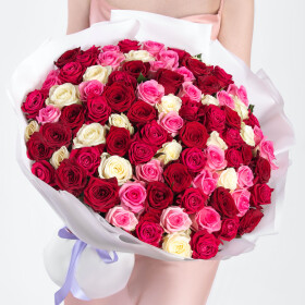 101 Роза Микс (40 см.) фото
