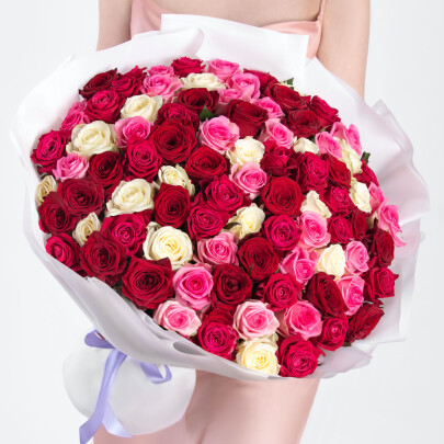 101 Роза Микс (40 см.) фото