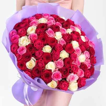 101 Роза Микс (50 см.) фото