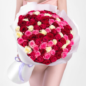 101 Роза Микс (70 см.) фото