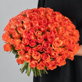 101 Ярко-Оранжевая Роза (30 см.) фото