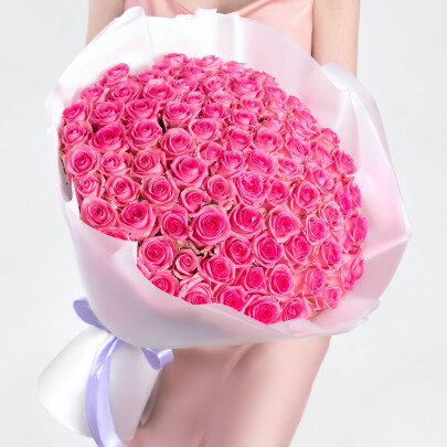 101 Ярко-Розовая Роза (70 см.) фото
