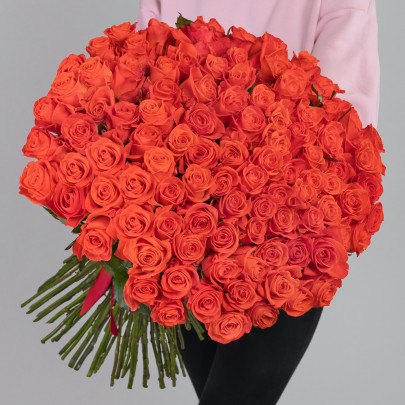101 Ярко-Оранжевая Роза (60 см.) фото