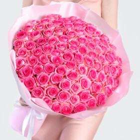 101 Ярко-Розовая Роза (40 см.) фото