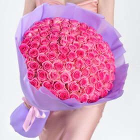 101 Ярко-Розовая Роза (50 см.) фото