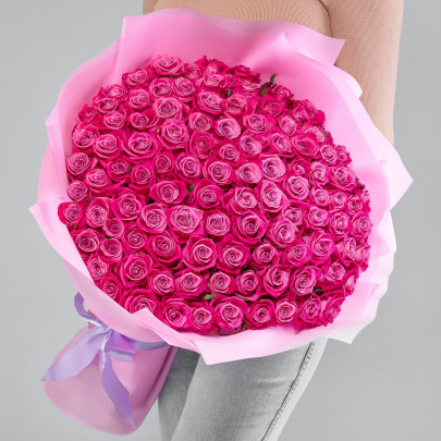 101 Ярко-Розовая Роза (70 см.) фото
