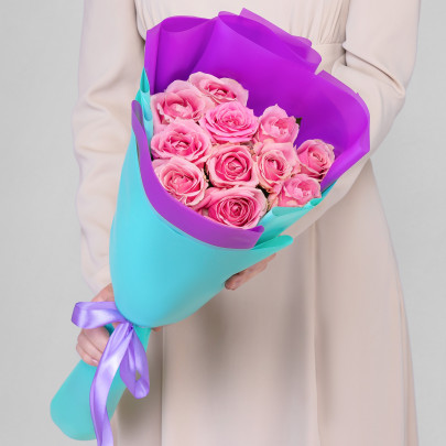 11 Розовых Роз (60 см.) фото