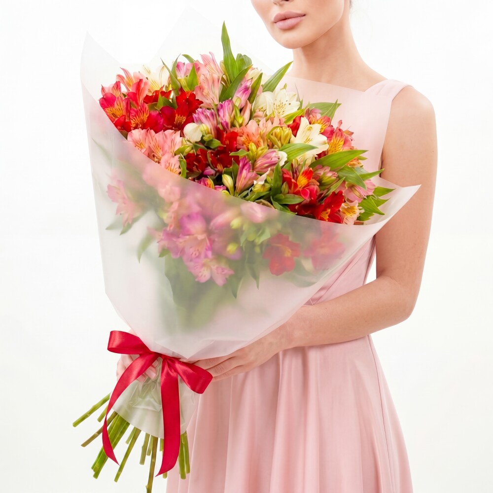 15 Альстромерий Микс в упаковке фото