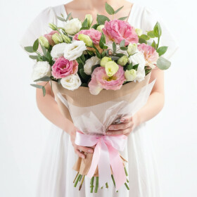 Букет "Белая и Розовая Эустома" фото