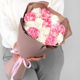 15 Белых и Розовых Гвоздик фото