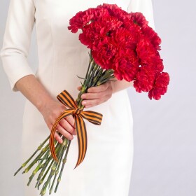 15 Красных Гвоздик под Георгиевскую ленту