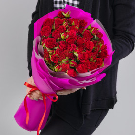 15 Кустовых Красных Роз (50 см.) фото