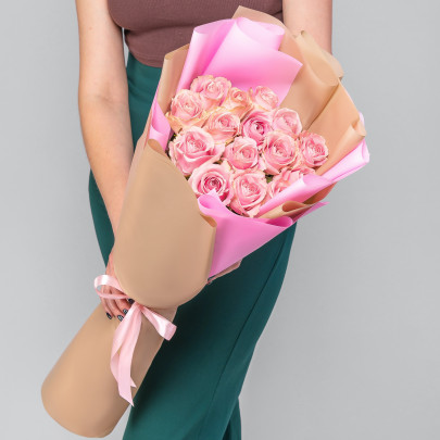 15 Розовых Роз (70 см.) фото
