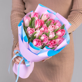 15 Розовых Пионовидных Тюльпанов фото