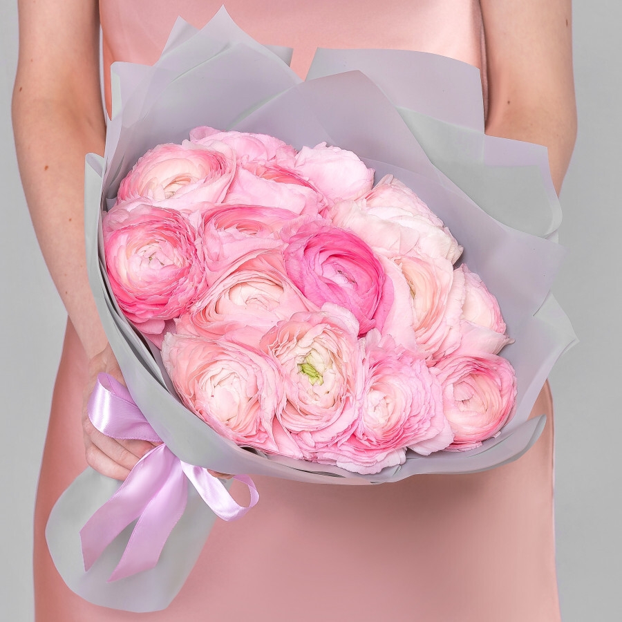 15 Розовых Ранункулюсов фото