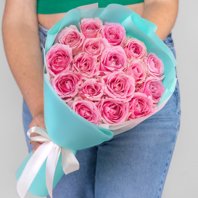 15 Розовых Роз (40 см.) фото