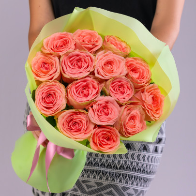 15 Розовых Роз (40 см.) в упаковке фото