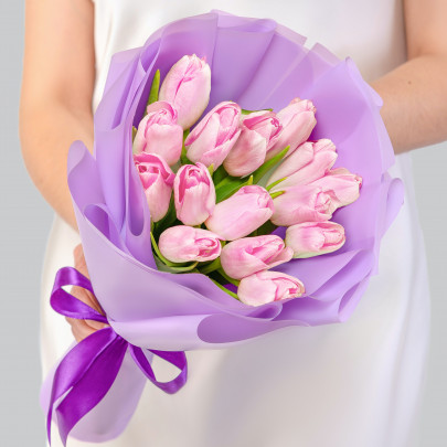 15 Светло-Розовых Тюльпанов фото