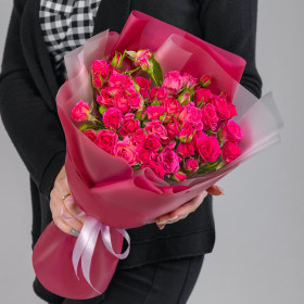 19 Кустовых Ярко-Розовых Роз (40 см.) фото
