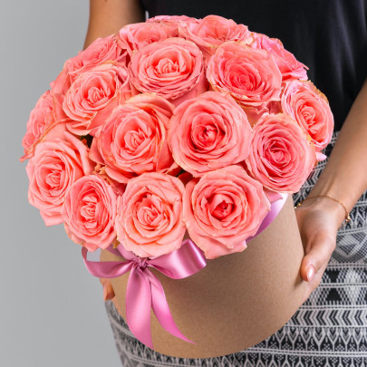 19 Розовых Роз (40 см.) в коробке фото
