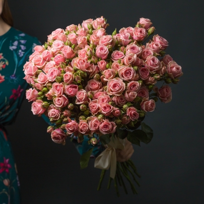 19 Кустовых Розовых Роз (50 см.) фото изображение 2
