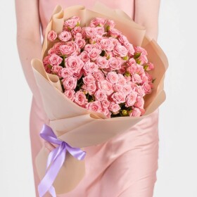 19 Розовых Кустовых Роз Лидия (40 см)