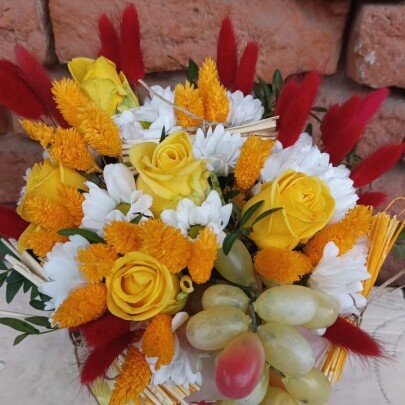 Букет дня "Сухоцветы №15" в шляпной коробке фото