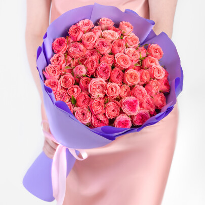 25 Роз Корал Йо Йо (60 см.) фото
