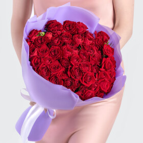 25 Кустовых Красных Роз (60 см.) фото