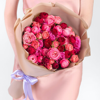 25 Кустовых Пионовидных Роз Микс (50 см.) фото