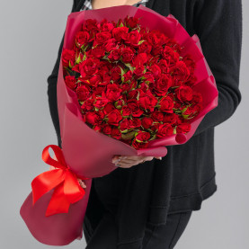 25 Кустовых Красных Роз (50 см.) фото