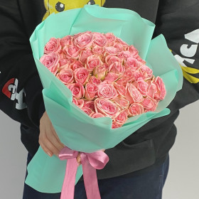 25 Кустовых Розовых Роз (40 см.) фото