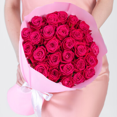 25 Малиновых Роз (50 см.) фото
