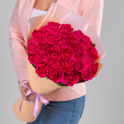 25 Малиновых Роз (50 см.) фото