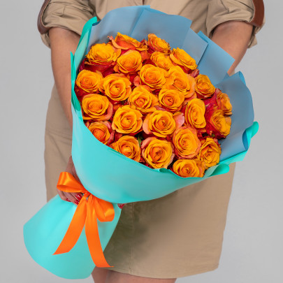 25 Оранжевых Роз (60 см.) фото