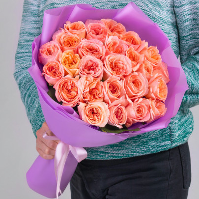 25 Пионовидных Розовых Роз (40 см.) фото