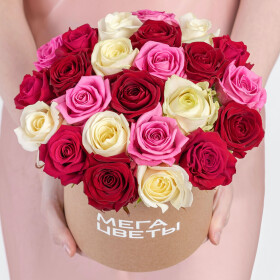 25 Роз Микс (40 см.) в коробке фото