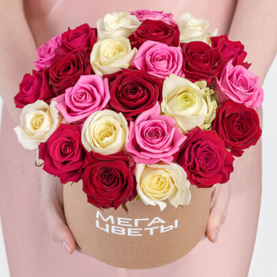 25 Роз Микс (40 см.) в коробке фото
