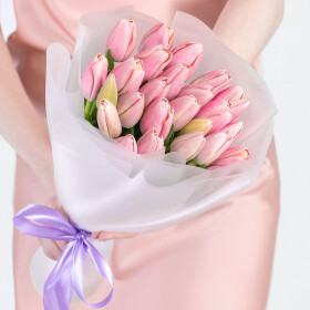 25 Светло-Розовых Тюльпанов фото